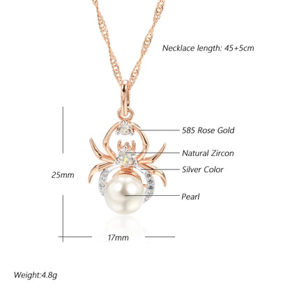 Wbmqda Trendy Spider Shape Pendant Necklace For Women 585 Rose Gold Silver Mix Color Personalized Jewelry Accessories