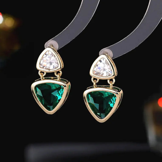 SUYU Small Style Earrings Geometric Triangle Ice Cracked Cubic Zirconia Earrings