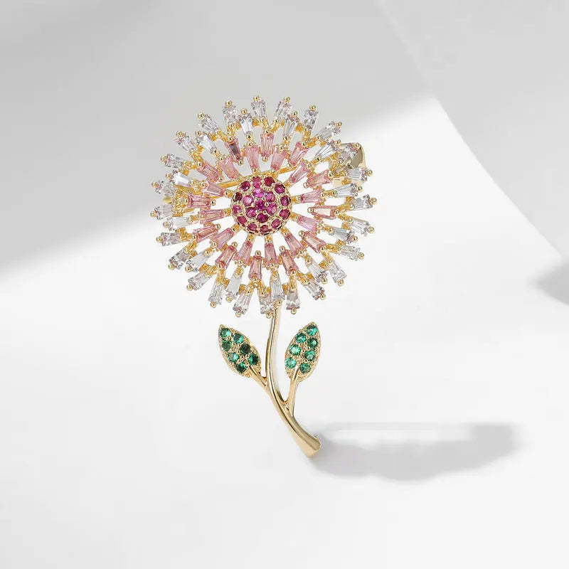 SUYU Women's Luxury Design Feeling Dandelion Brooch Unique Fashion Clothing Zircon Flower Brooch Holiday Gift