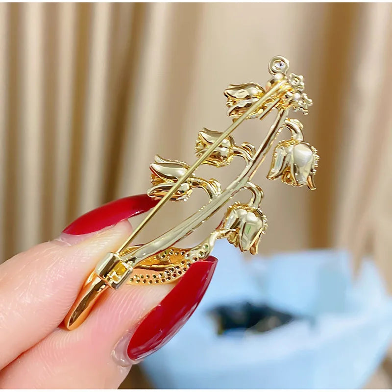 style new green designer style lily of the valley shaped orchid brooch leaf clothing elegant and creative clothing accessories