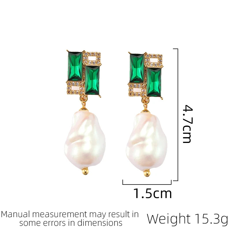 SUYU French Retro Simulated Pearl Earrings Long Women's Light Luxury Square Contrasting Earrings Court Style Niche Holiday Gift