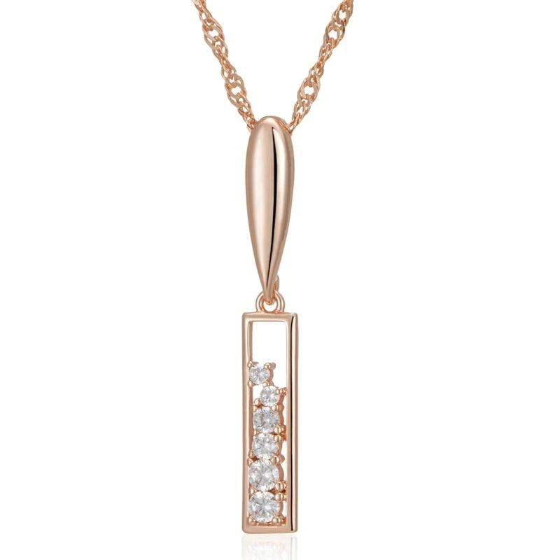 Wbmqda Simple 585 Rose Gold Color Zircon Pendant And Necklace For Women High Quality Daily Jewelry Accessories