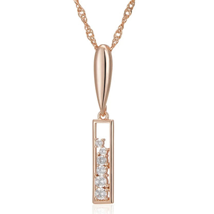 Wbmqda Simple 585 Rose Gold Color Zircon Pendant And Necklace For Women High Quality Daily Jewelry Accessories