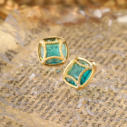 SUYU Small And Luxurious Earrings With A Design Sense Of Inlaid Glass And Ethnic Style Earrings For Women