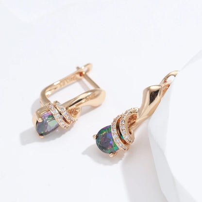 Wbmqda Fashion Colorful Zircon Charm Drop Earrings For Women 585 Rose Gold Color  Luxury Wedding Party Fine Jewelry Accessories