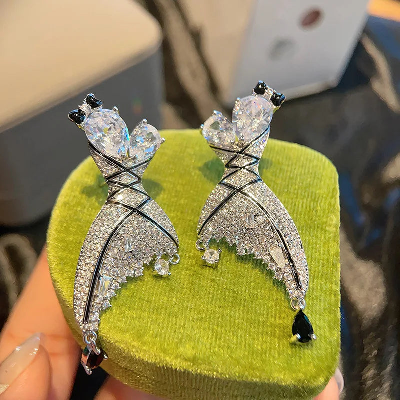 Dresses Skirts Earrings Slightly Inlaid With Water Droplets Love Cubic Zirconia Earrings Personalized And Elegant Accessories