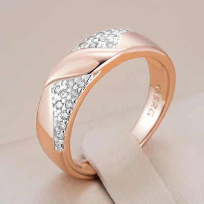 Wbmqda Luxury Natural Zircon Bride Wedding Rings For Women 585 Rose Gold Silver Color Mix Unique Design Fine Daily Jewelry