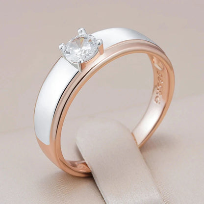 Wbmqda 585 Rose Gold Silver Color Mix Women's Rings Simple Fashion Wedding Proposal Engagement Jewelry