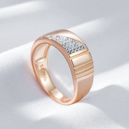 Kinel Full Shiny Natural Zircon Square Wide Rings for Women Men Fashion 585 Rose Gold Silver Color Mix Ethnic Daily Fine Jewelry