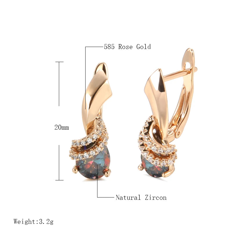 Wbmqda Fashion Colorful Zircon Charm Drop Earrings For Women 585 Rose Gold Color  Luxury Wedding Party Fine Jewelry Accessories