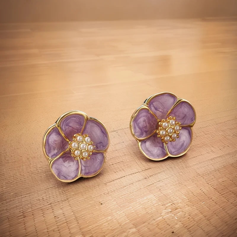 SUYU New Women's Design Vintage Rose Blossom Earrings Fashionable Geometric Style Light Luxury Earrings