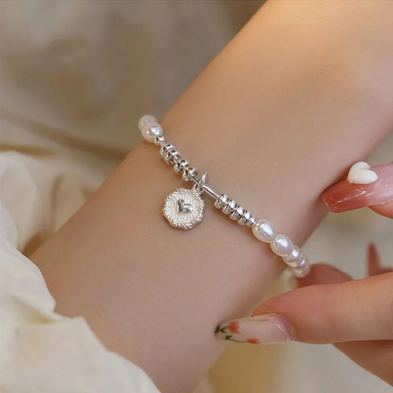 SUYU Heart-Shaped Freshwater Pearl Bracelet Women's Light Luxury Bracelet Trendy And Elegant Bracelet Daily Accessories