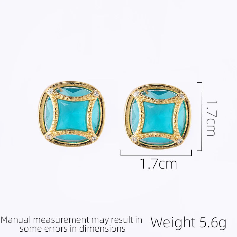 SUYU Small And Luxurious Earrings With A Design Sense Of Inlaid Glass And Ethnic Style Earrings For Women