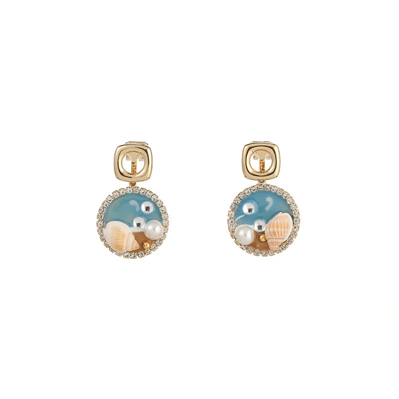 SUYU Enamel Drop Glaze Earrings Zircon Fashion Design Elegant Pearl Imitation Earrings Women's Earrings