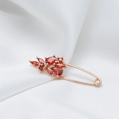 Kinel Hot 585 Rose Gold Fine Brooch for Women Creative Fashion Wedding Jewelry Unique Red Natural Zircon Boutonniere 2022 New