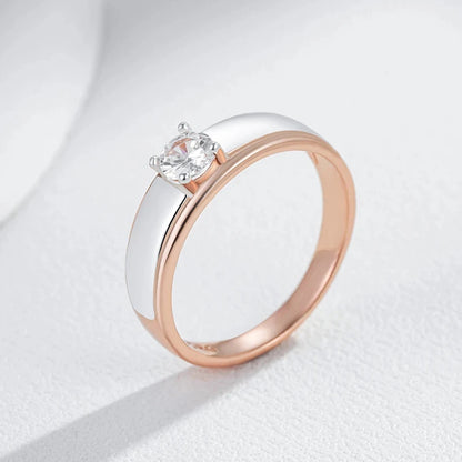 Wbmqda 585 Rose Gold Silver Color Mix Women's Rings Simple Fashion Wedding Proposal Engagement Jewelry