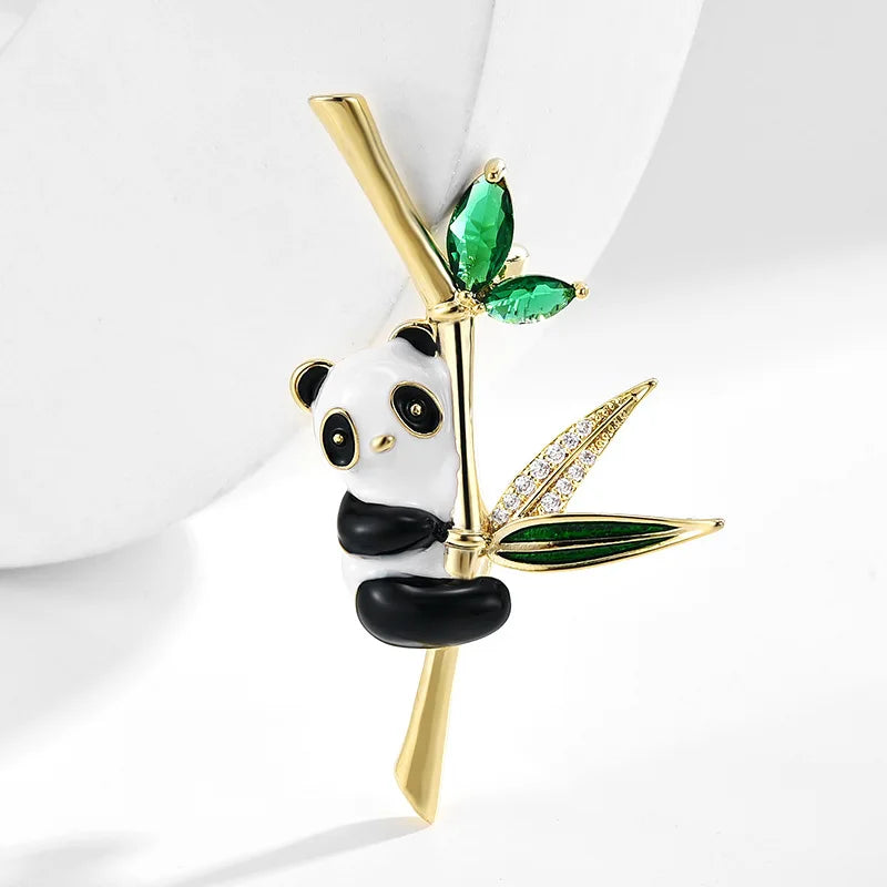 SUYU Chinese Style Panda Green Bamboo Brooch Exquisite Women's Brooch Clothing Set With Brooch Accessories