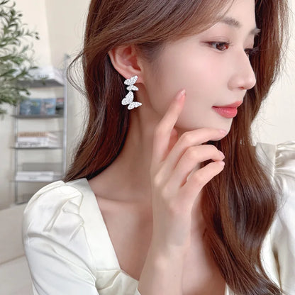 SUYU Women's Light Luxury Design Butterfly Colored Earrings Fashionable And Elegant Trendy Earrings Daily Accessories