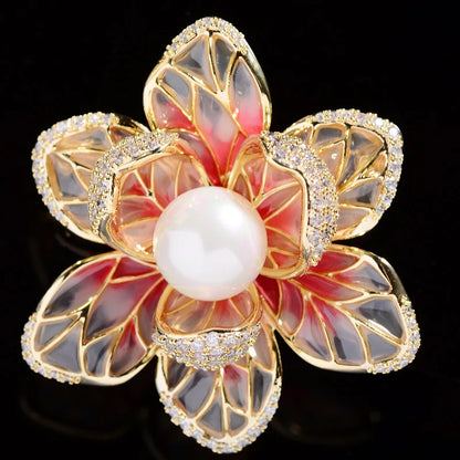 SUYU Fashionable And Elegant Enamel Colored Zircon Flower Brooch Elegant And Atmospheric Flower Brooch Coat Bust Girl