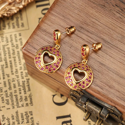 SUYU Fashion Micro Inlaid Zircon Geometric Love Retro Light Luxury Earrings For Women Personalized Earrings