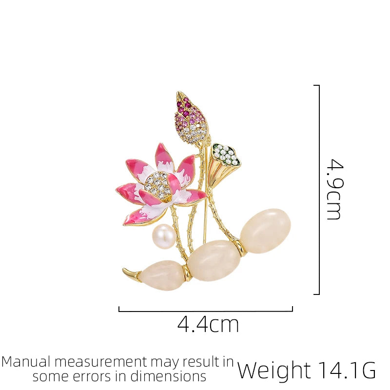 SUYU New Temperament Elegant And Versatile Lotus Flower Luxurious Freshwater Imitation Pearl Coat With Brooch Accessories