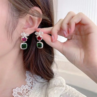 SUYU New Niche Designer Earrings With Elegant And Dazzling Zircon Bows And Fashionable Earrings