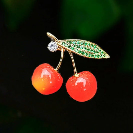 SUYU New Style Small Fragrant Red Cherry Brooch Personalized And Fashionable Fruit Brooch Women's Pin Clothing Accessories