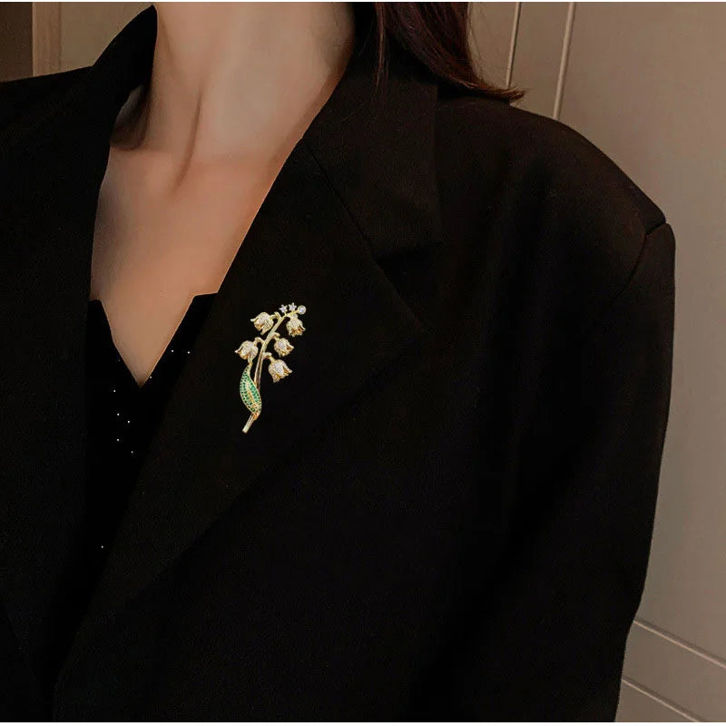 style new green designer style lily of the valley shaped orchid brooch leaf clothing elegant and creative clothing accessories