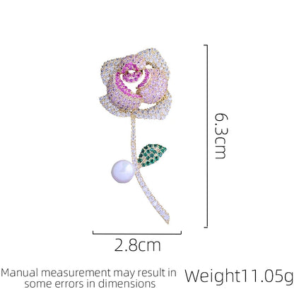 SUYU Rose Zircon Imitation Pearl Brooch Elegant And Fashionable Creative And Versatile Accessory