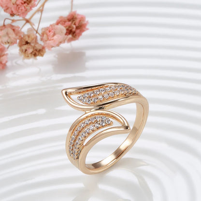 Wbmqda Elegant 585 Rose Gold Color Geometric Natural Zircon Ring For Women New Fashion Creative Design Daily Match Fine Jewelry