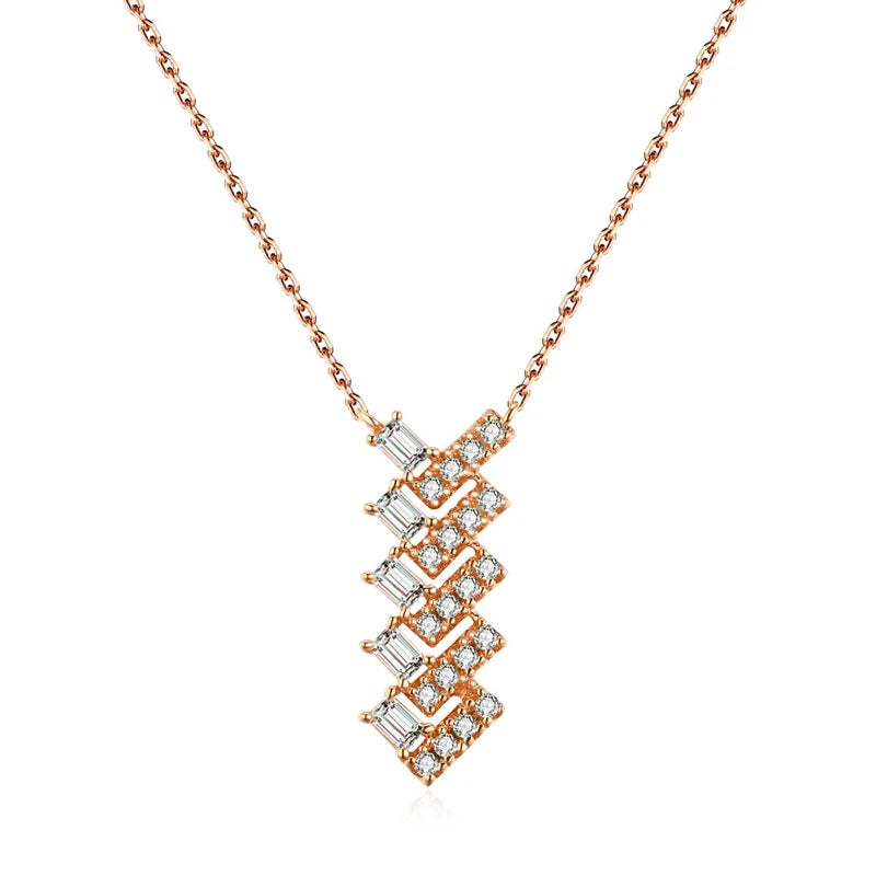 Wbmqda Trendy Geometric Zircon Pendant And Necklace For Women 585 Rose Gold Color Daily Party Fine Neck Chain Jewelry Gifts