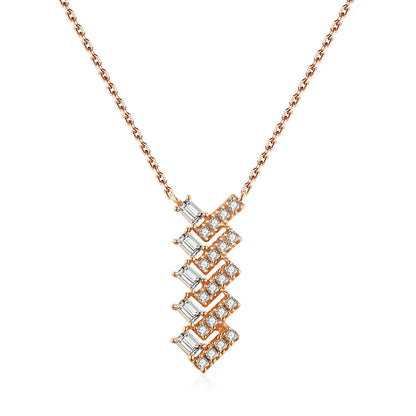 Wbmqda Trendy Geometric Zircon Pendant And Necklace For Women 585 Rose Gold Color Daily Party Fine Neck Chain Jewelry Gifts