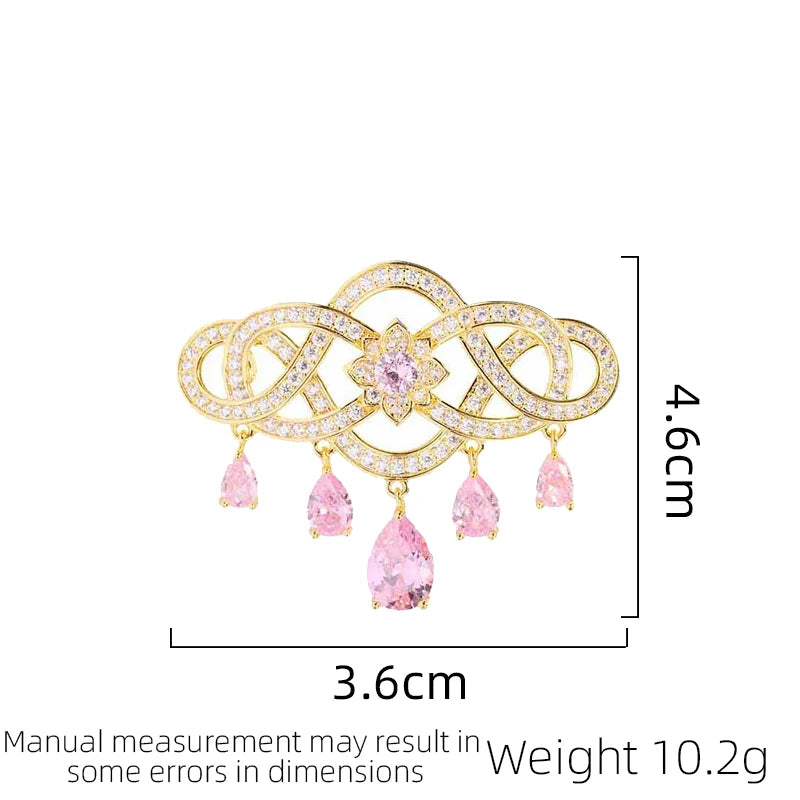 SUYU 2024 Women's Luxury Design Flower Droplet Brooch Circular Emblem Banquet Dress Coat Accessories Fashion Jewelry