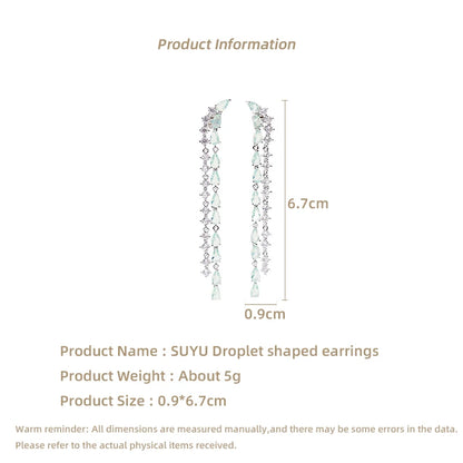 Long Style Tassel Earrings Fashionable Cubic Zirconia Earrings Droplet Geometry Earrings Wholesale