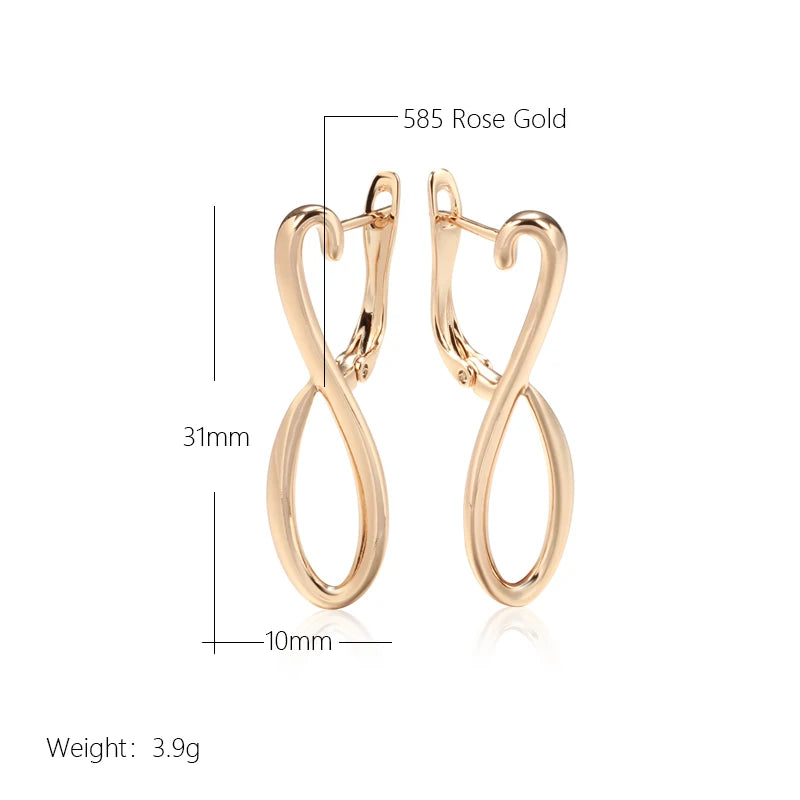 Wbmqda Elegant 585 Rose Gold Color Meatl Glossy Long Drop Earrings For Women High Quality Daily Fine Jewelry Accessories