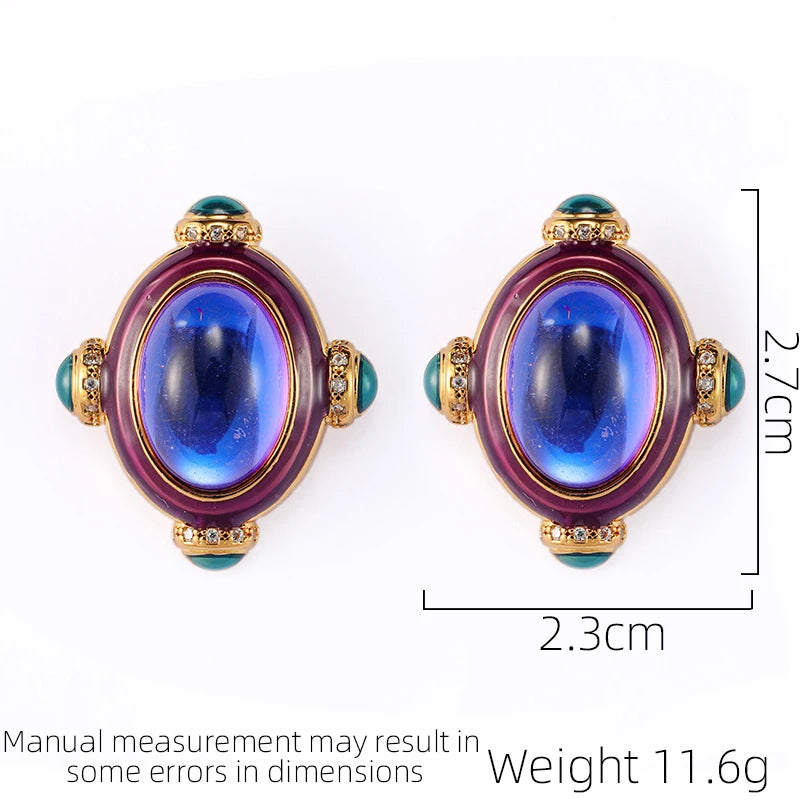 SUYU Medieval Vintage Earrings Style Geometric Enamel Round Women's Design Earrings Daily Party Accessories Fashion Jewelry