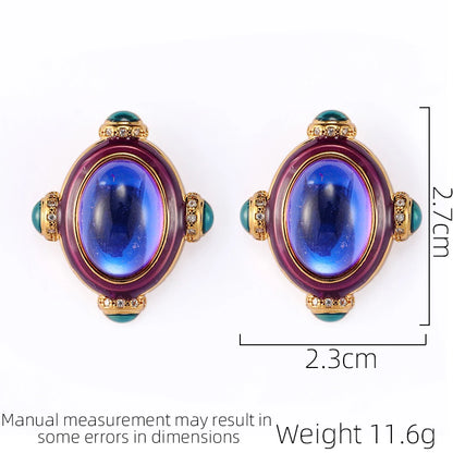 SUYU Medieval Vintage Earrings Style Geometric Enamel Round Women's Design Earrings Daily Party Accessories Fashion Jewelry