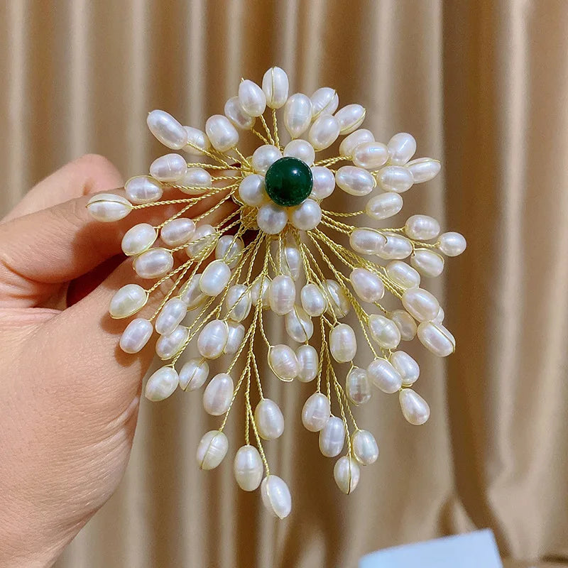 SUYU Pure Hand Woven Imitation Pearl Brooch Corsage Versatile Sweater Accessory Brooch