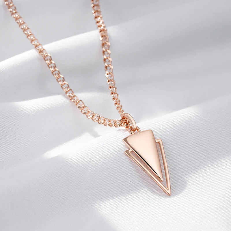 Kinel Hot Fashion Glossy Pendant Necklaces For Women 585 Rose Gold Simple Triangle Pendant High Quality Daily Fine Jewelry