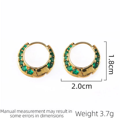 SUYU Fashionable Jewelry With Green Zircon Circle Earrings Women's Ins Light Luxury Style Niche Earrings Retro Earrings