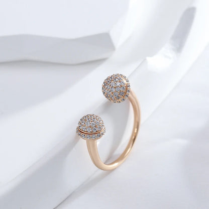 Kinel Luxury Full Shiny Natural Zircon Open Ring for Women Fashion 585 Rose Gold Color Daily Fine Jewelry