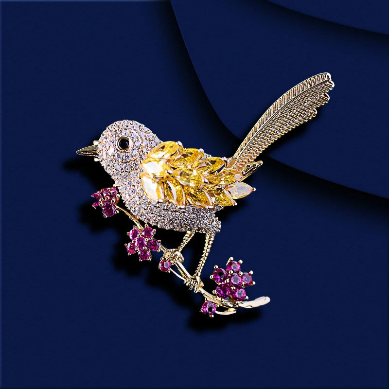 SUYU Intelligent Happy Color Magpie Brooch Inlaid With Cubic Zirconia Design Bird Brooch Fashion Pin