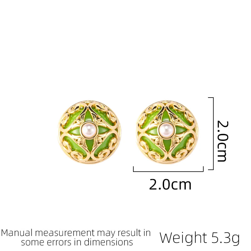 SUYU Jewelry New Vintage Earrings Hollow Hemisphere Resin Simulated Pearl Earrings Women's Light Luxury Earrings