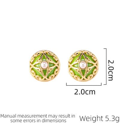 SUYU Jewelry New Vintage Earrings Hollow Hemisphere Resin Simulated Pearl Earrings Women's Light Luxury Earrings