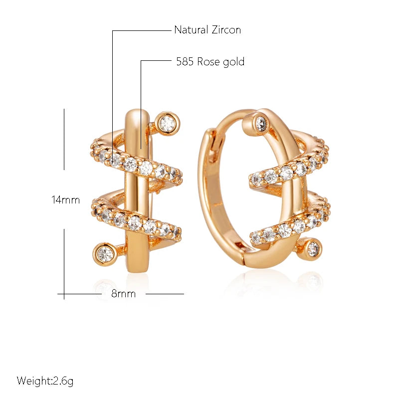 Wbmqda New Fashion Design Snake Wrap Hoop Earrings For Women 585 Rose Gold Color Sparkling Natural Zircon Trendy Jewelry Gift