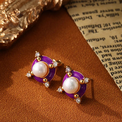 SUYU Jewelry Enamel Women's Earrings Light Luxury Fashion Imitation Pearl Earrings Daily Accessories Festival Gifts