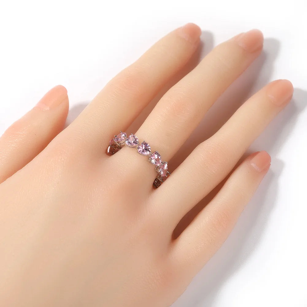 SUYU New Fashion Male Personality Single Row Love Zircon Ring Ornament Female Hip Hop Elegant Ring