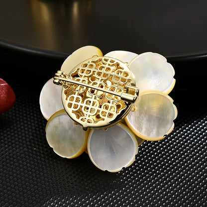 SUYU Autumn Chinese Style Peony Flower Simulation Pearl Brooch Palace Cheongsam Accessories Female Accessory Pins