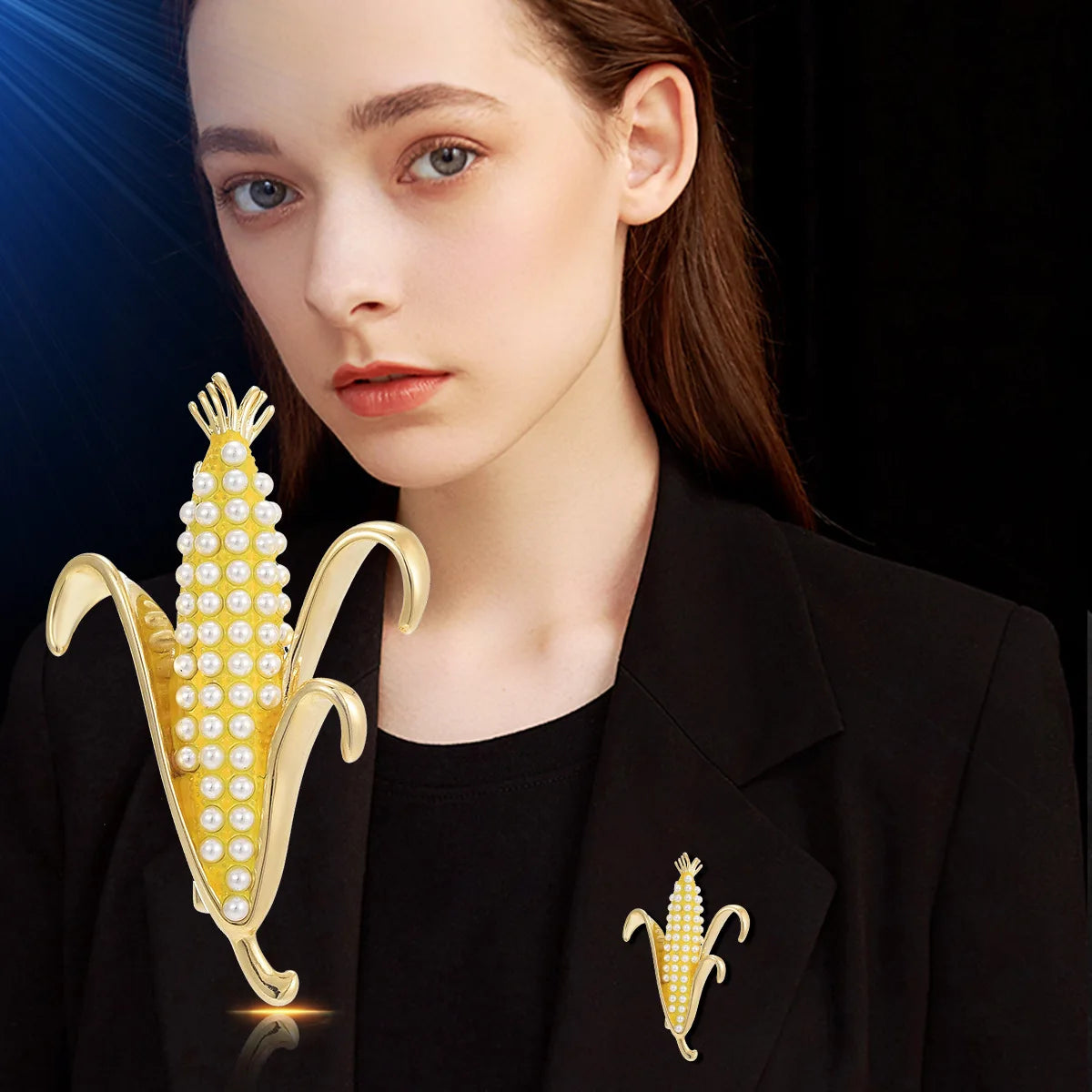 SUYU Women's Light Luxury Elegant Corn Imitation Pearl Brooch Unique Design Versatile Brooch Anti glare Accessories