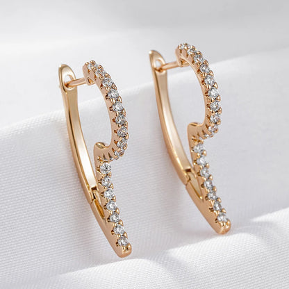 Wbmqda Geometric Irregular Zircon Dangle Earrings For Women 585 Rose Gold Color Modern Trendy Style High Quality Daily Jewelry